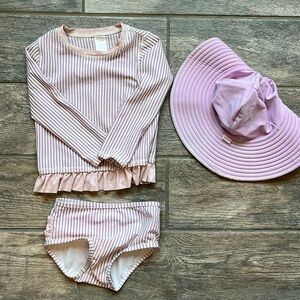 Ruffle Butts toddler girls bathing suit and hat